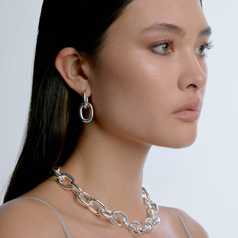 Oval Link Bare Pendant Hoops