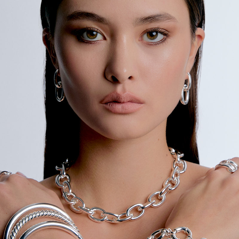 Oval Link Bare Pendant Hoops