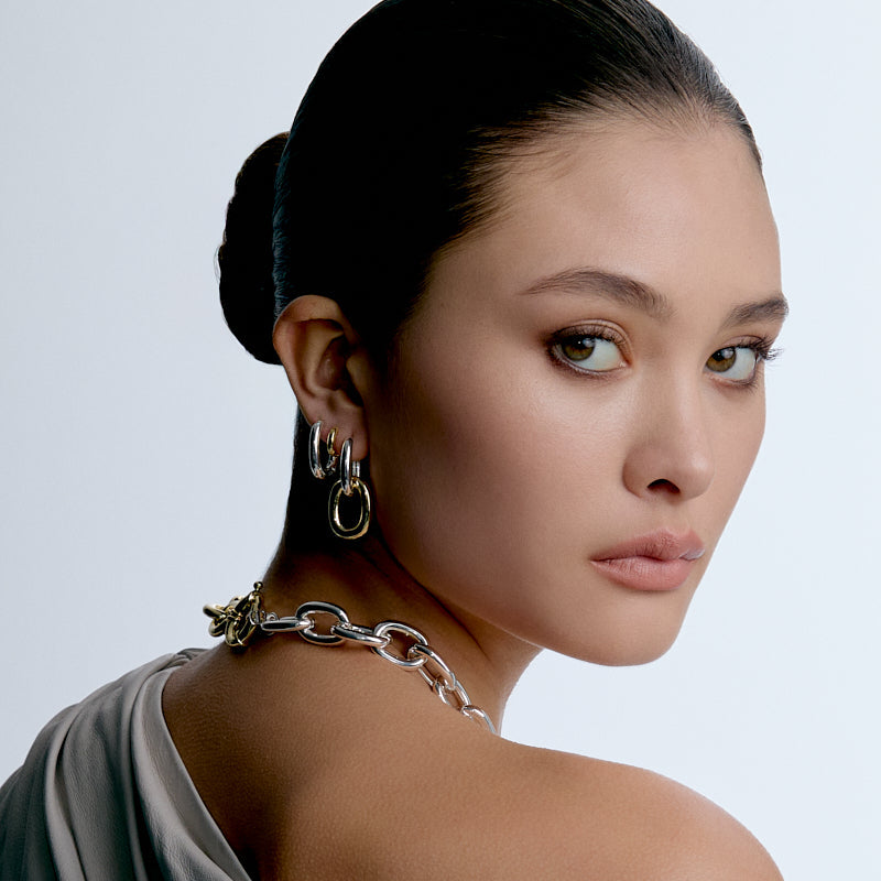 Oval Link Bare Pendant Hoops