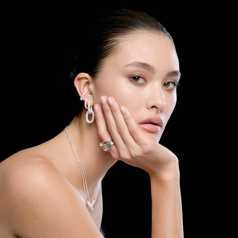 Oval Link Pavé Pendant Hoops