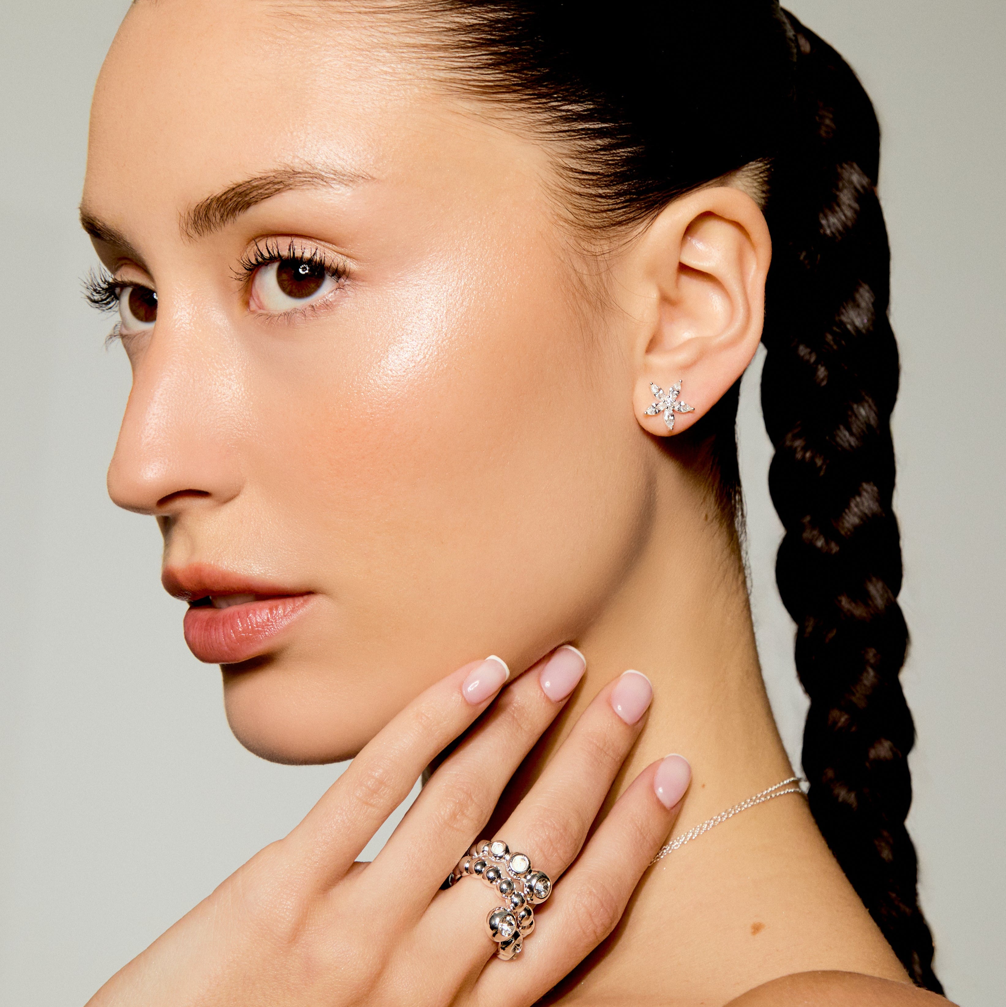 Flower Solitaire Stud Earrings