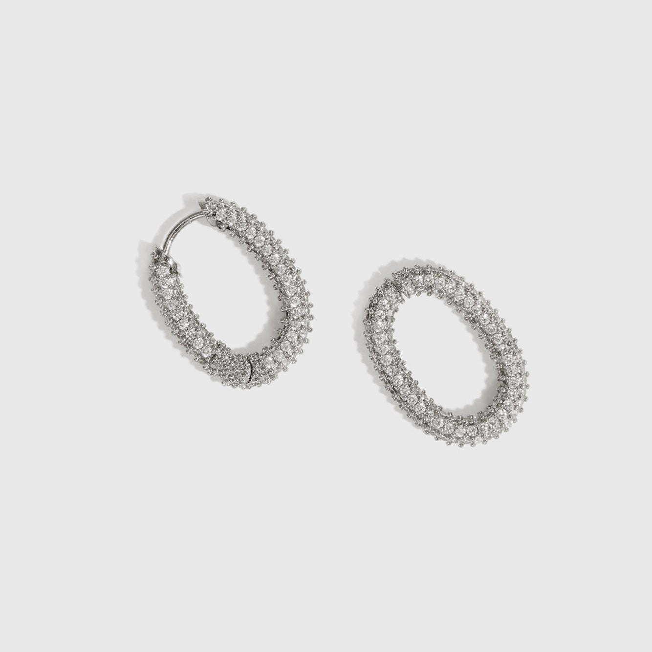 Oval Link Pavé Pendant Hoops